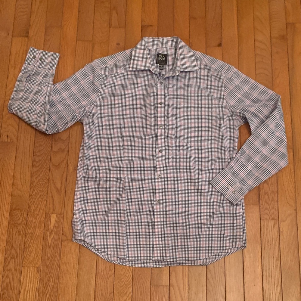 Jos. A. Bank Men's Plaid Button-Down Shirt (Blue & Purple)